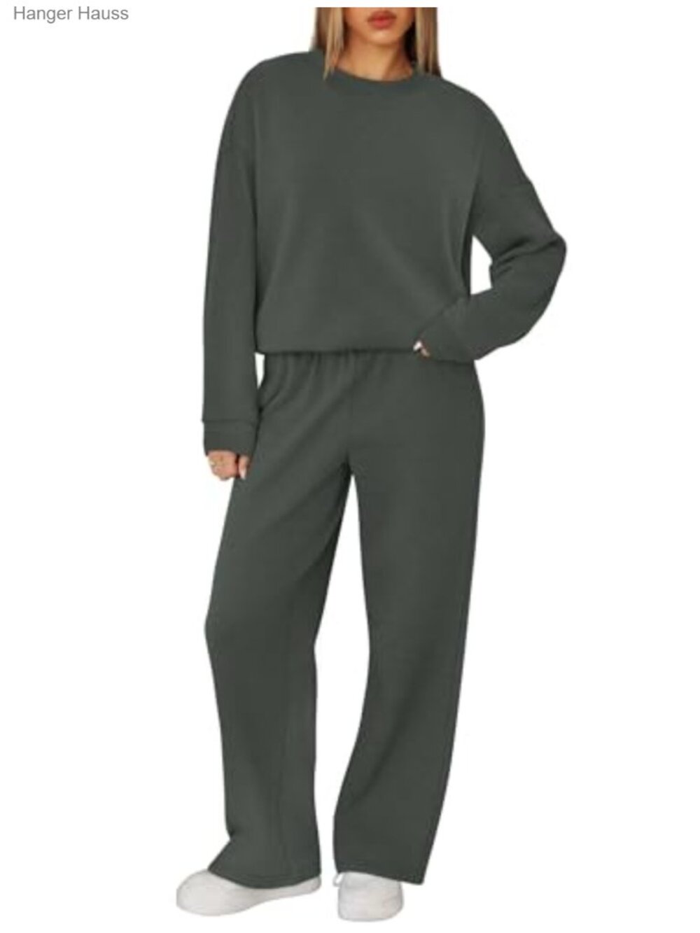 Women's 2 Piece Sweatsuit Set Lounge Outfit Crewneck Track Suit Lightweight - Picture 3 of 6
